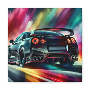 Nissan GT-R Canva, Handpainted Wall Art, Sports Car Enthusiast Gift, Home Decor, Premium Quality Canvas, Unique Artwork for Man Cave