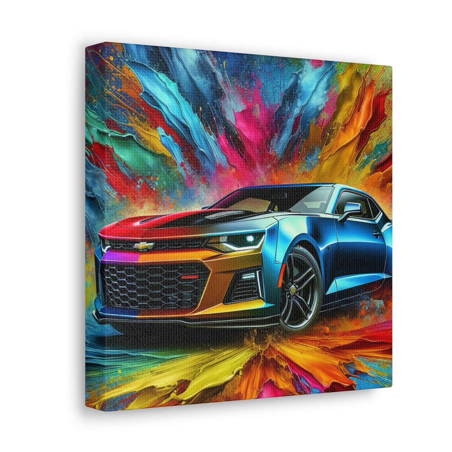 Chevrolet Camaro Wall Art - Classic Car Canva Painting, Decorative Print - Ideal for Man Cave, Garage, Office and Living Room Decor