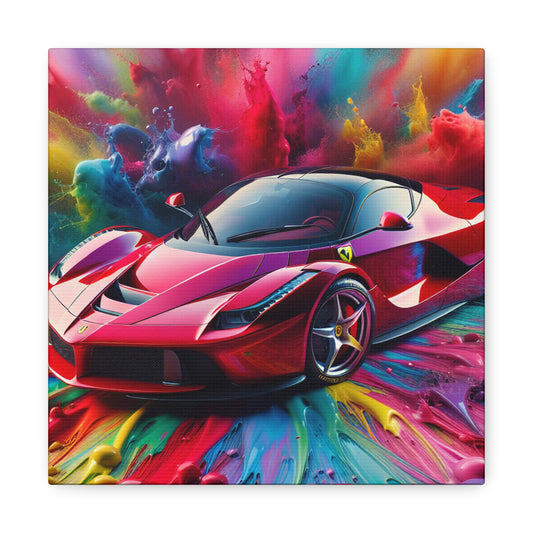 Ferrari Canva Wall Art, Luxury Car Painting, Hand-Painted Decor, Sports Car Enthusiast, Office Artwork, Home Decor, High-Performance Vehicle