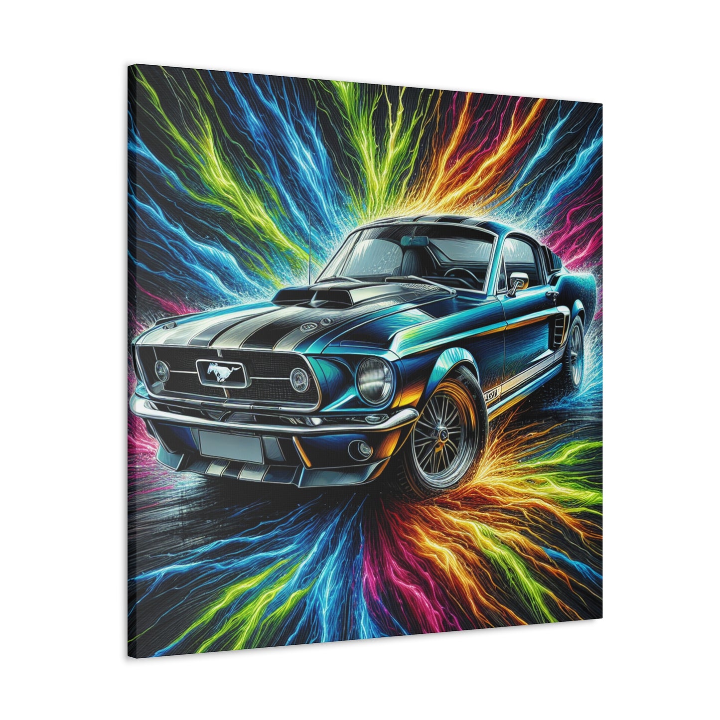 Vintage Ford Mustang Wall Art, Hand-Painted Car Canva, Perfect Gift for Auto Enthusiasts, Collector's Item, Home or Office Decor