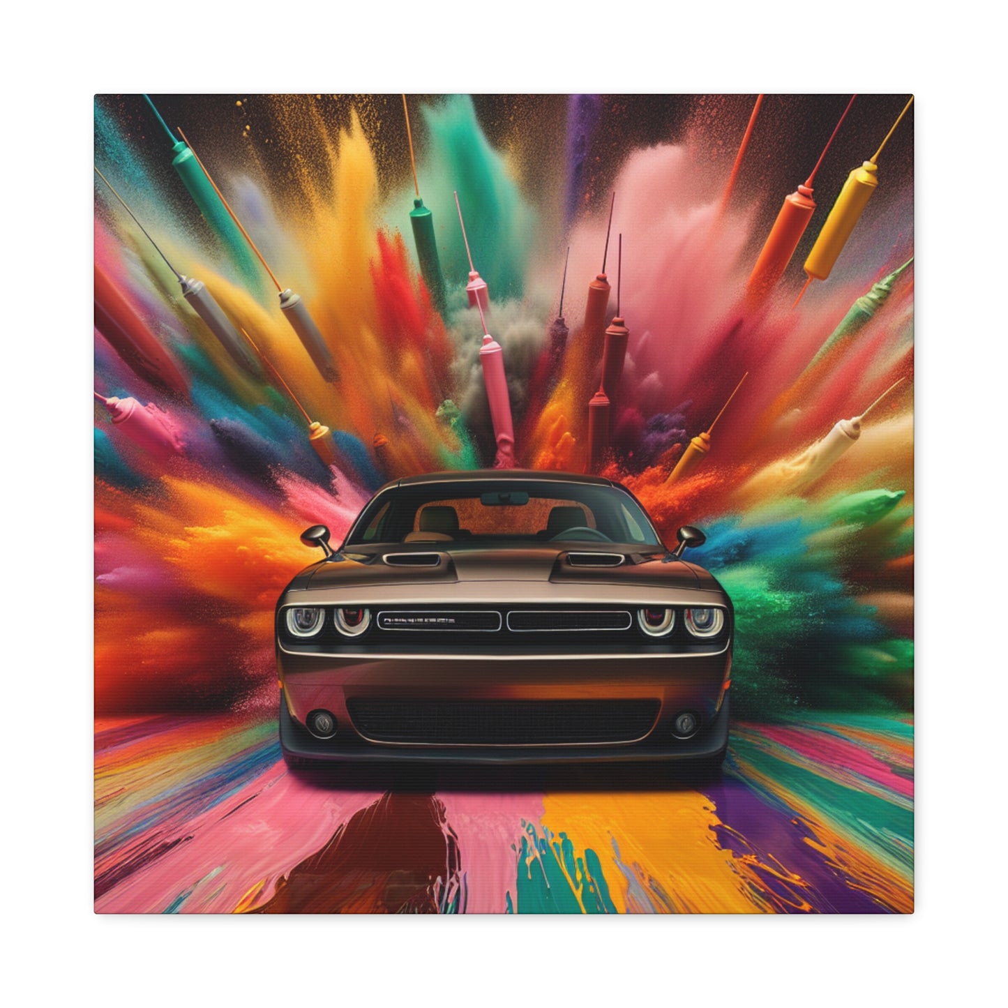 Dodge Challenger Car Art, Wall Decor Canva Painting, Unique Gift for Car Enthusiasts, Muscle Car Home Office Decoration, Automotive Art