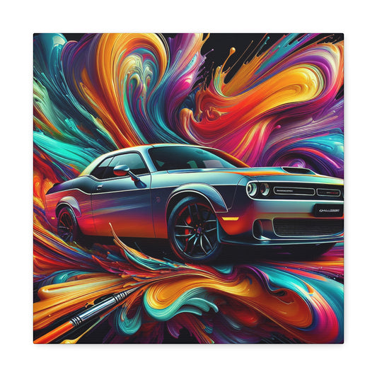 Dodge Challenger Wall Art - Handmade Vintage Car Canva Painting - Perfect Gift for Car Enthusiasts - High-Quality Home Decor