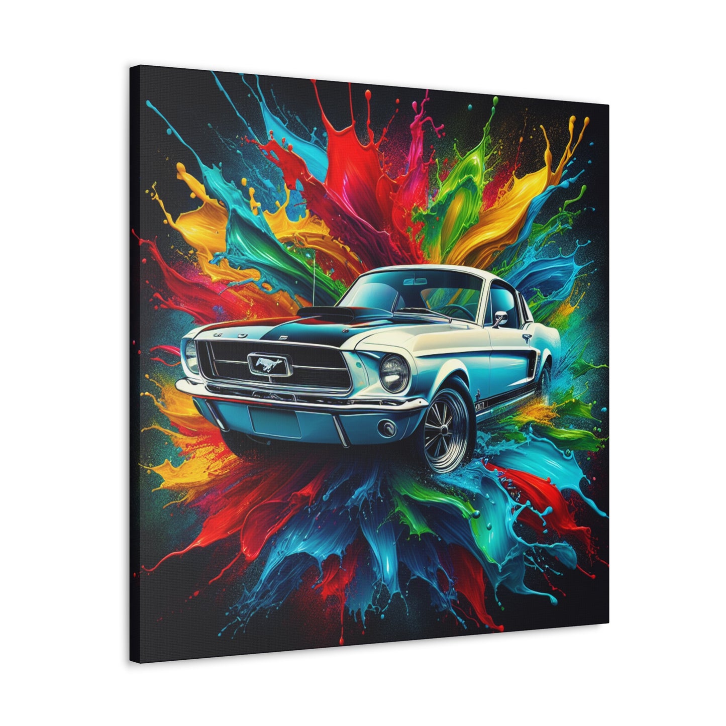 Ford Mustang Wall Art Canva Painting - Classic Car Decor, Muscle Car Artwork, Garage or Man Cave Decoration, Unique Car Lover Gift