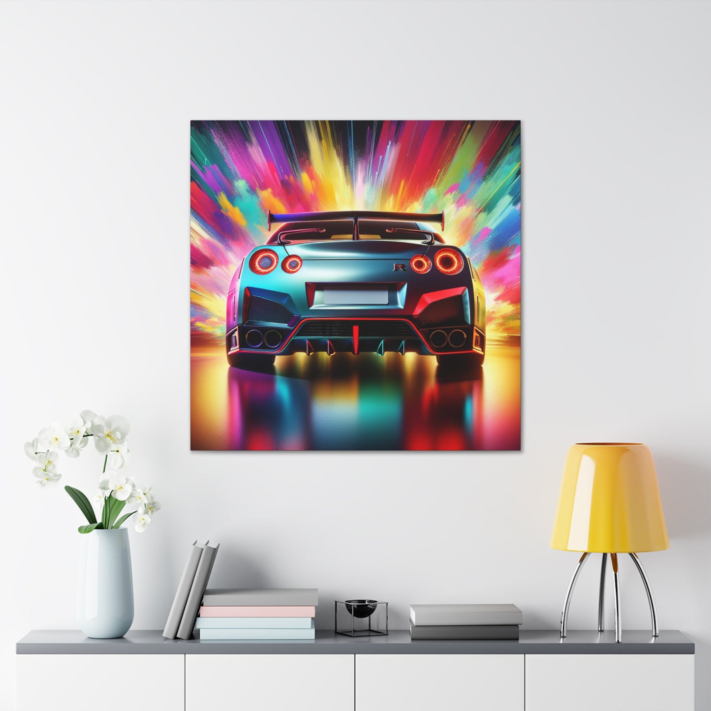 Nissan GT-R Canva Painting, Luxury Car Artwork, Wall Decor, Original Print, Auto Enthusiast Gift, Sports Car Lover, Home and Office Decoration