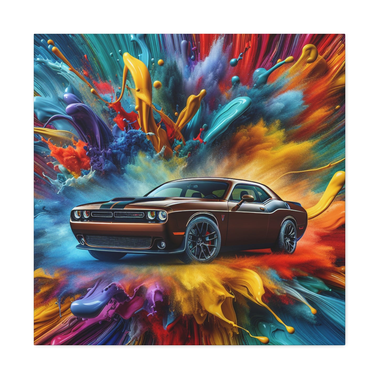 Dodge Challenger Wall Art, Classic Car Canva Painting, Home Decor, Handmade Garage Artwork, Office Decoration, Perfect Gift for Auto Enthusiasts