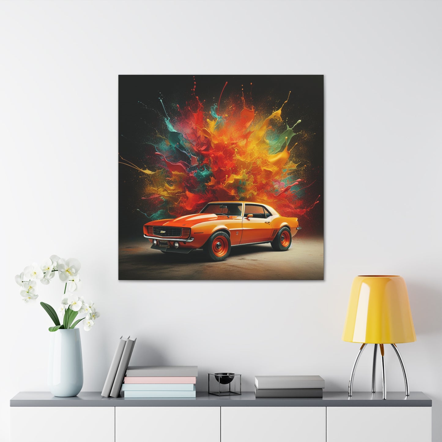 Chevrolet Camaro Canva Painting - Classic Car Wall Art, American Muscle Car Decor, High-Quality Giclee Print, Gift for Car Enthusiast