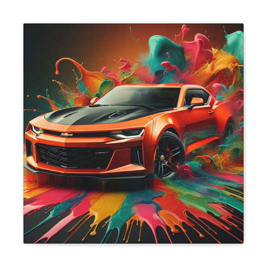 Chevrolet Camaro Canva, Vintage Car Art Painting, Garage Decor, Man Cave Wall Art, Gift for Car Lover, Retro Style Home Decoration