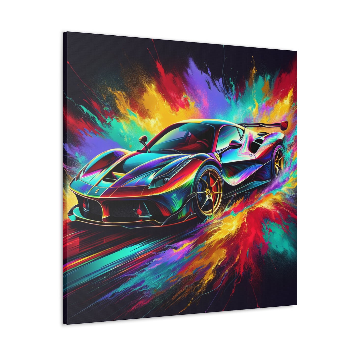 Ferrari Fine Art Canva Painting, Car Enthusiast Wall Decor, Hand-Painted Sports Car, Luxurious Home and Office Decoration, Unique Gift Idea