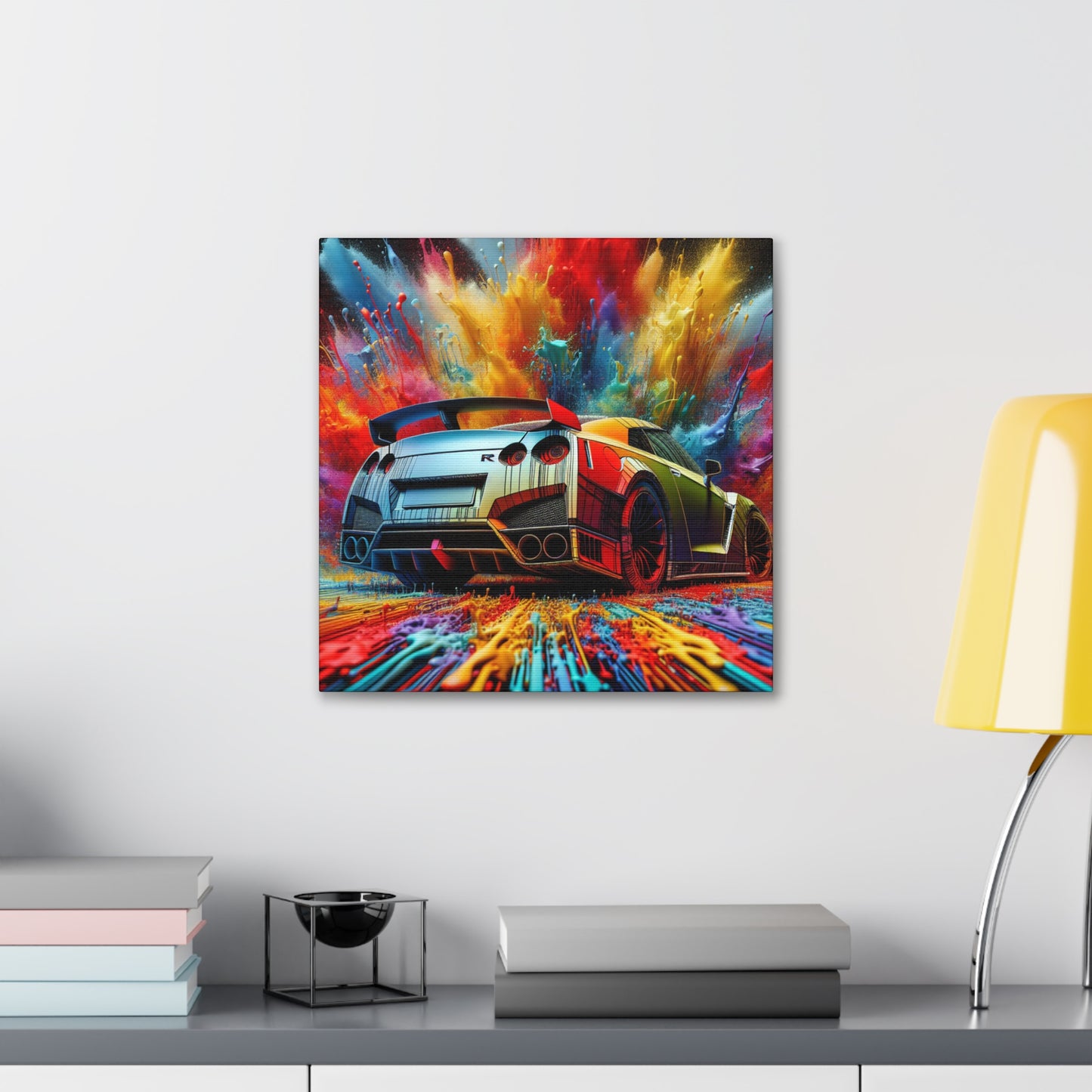 Nissan GT-R Canva Painting, Exquisite Wall Decor, Car Enthusiast Gift, Automotive Art, Racing Theme Room, Handmade GT-R Canva Print