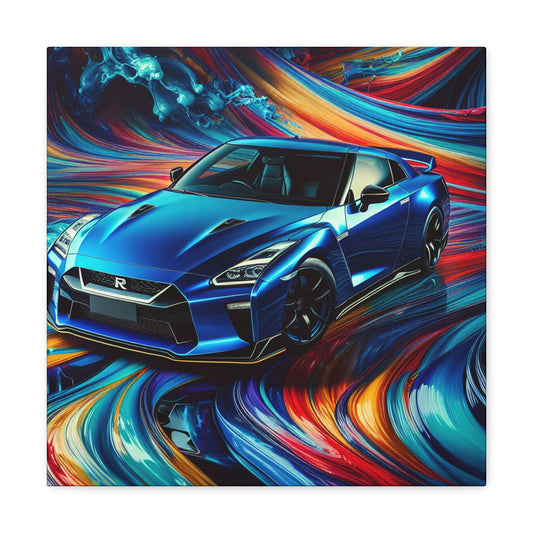 Nissan GT-R Car Canvas Painting, Large Wall Art, Home Decor, Gift for Car Enthusiast, Automotive Print, Garage Artwork, Hand-Painted Item