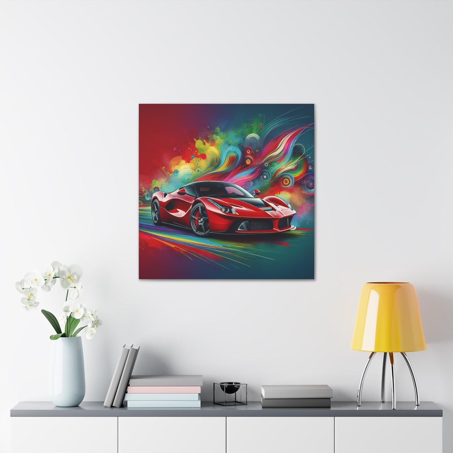 Ferrari Luxury Sports Car Canva Painting, Handcrafted Wall Decor, Unique Gift for Car Lovers, High-Quality Print Art for Home or Office