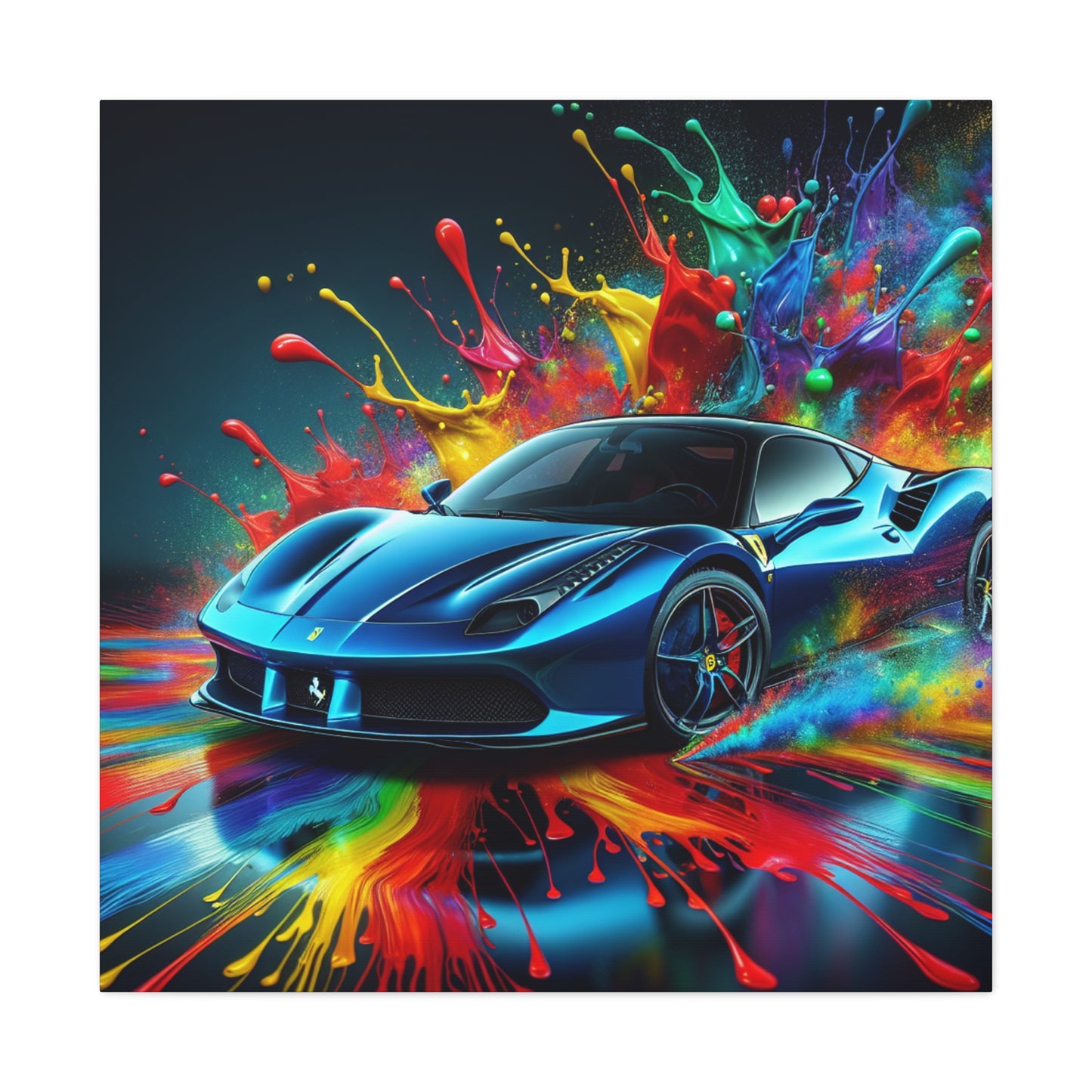 Ferrari Car Canva Painting, Luxury Sports Car Wall Decor, Unique Gift for Car Enthusiasts, High-quality Modern Home and Office Artwork