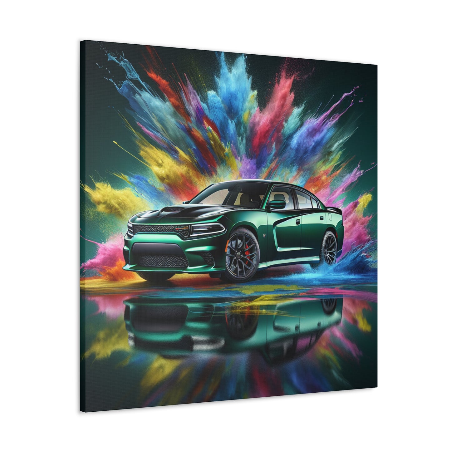 Vintage Dodge Charger Car Canva Painting - Classic Automobile Wall Art for Garage, Car Enthusiast Gift, Home Decor