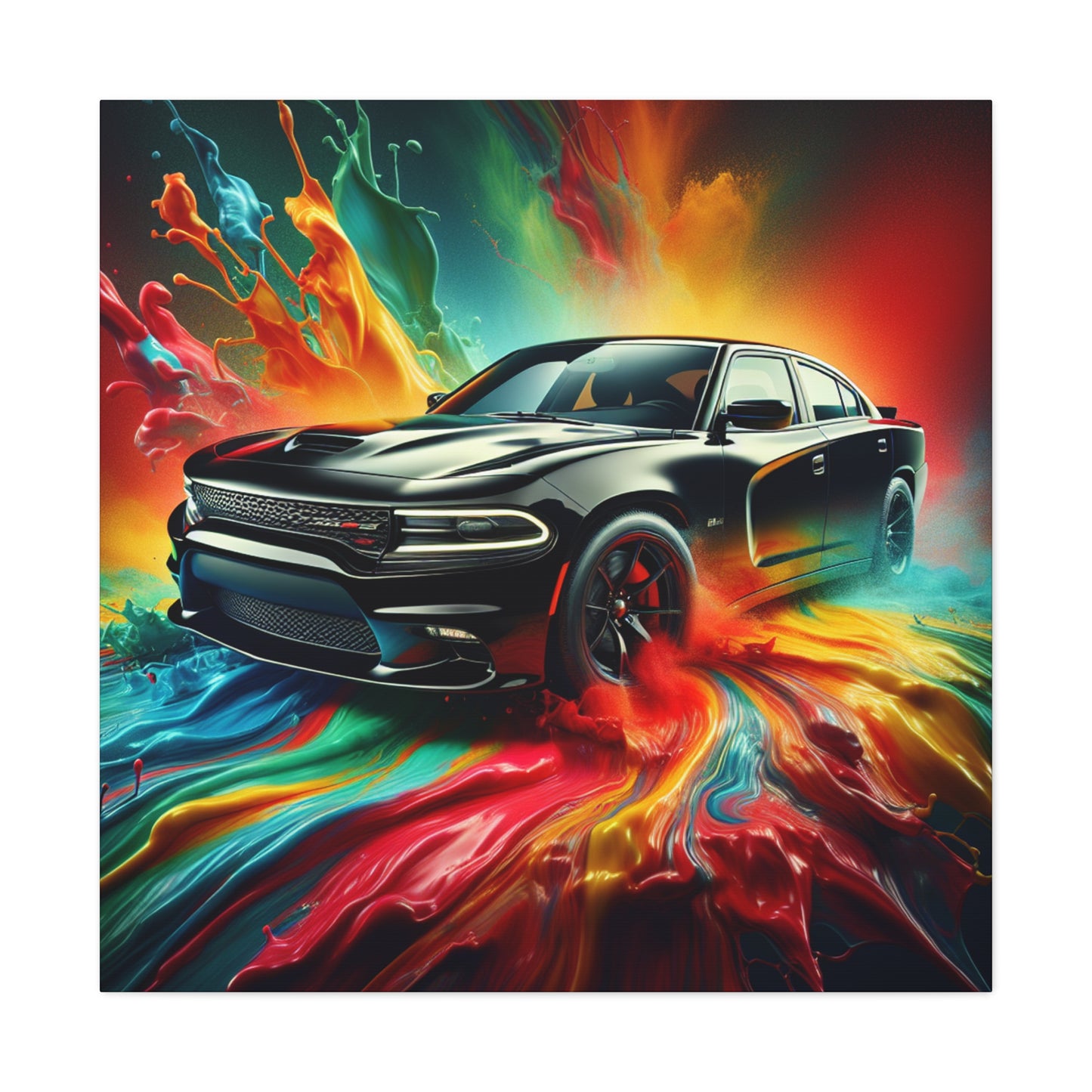 Dodge Charger Canva Painting - Large Wall Art, High Quality Home Decor, Unique Gift for Car Lovers and Enthusiasts