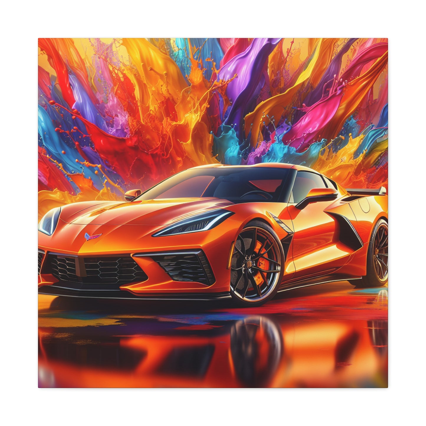 Chevrolet Corvette Wall Art, Luxury Sports Car Canva Painting, Home Decor, Gift for Car Enthusiasts, High Quality Artwork