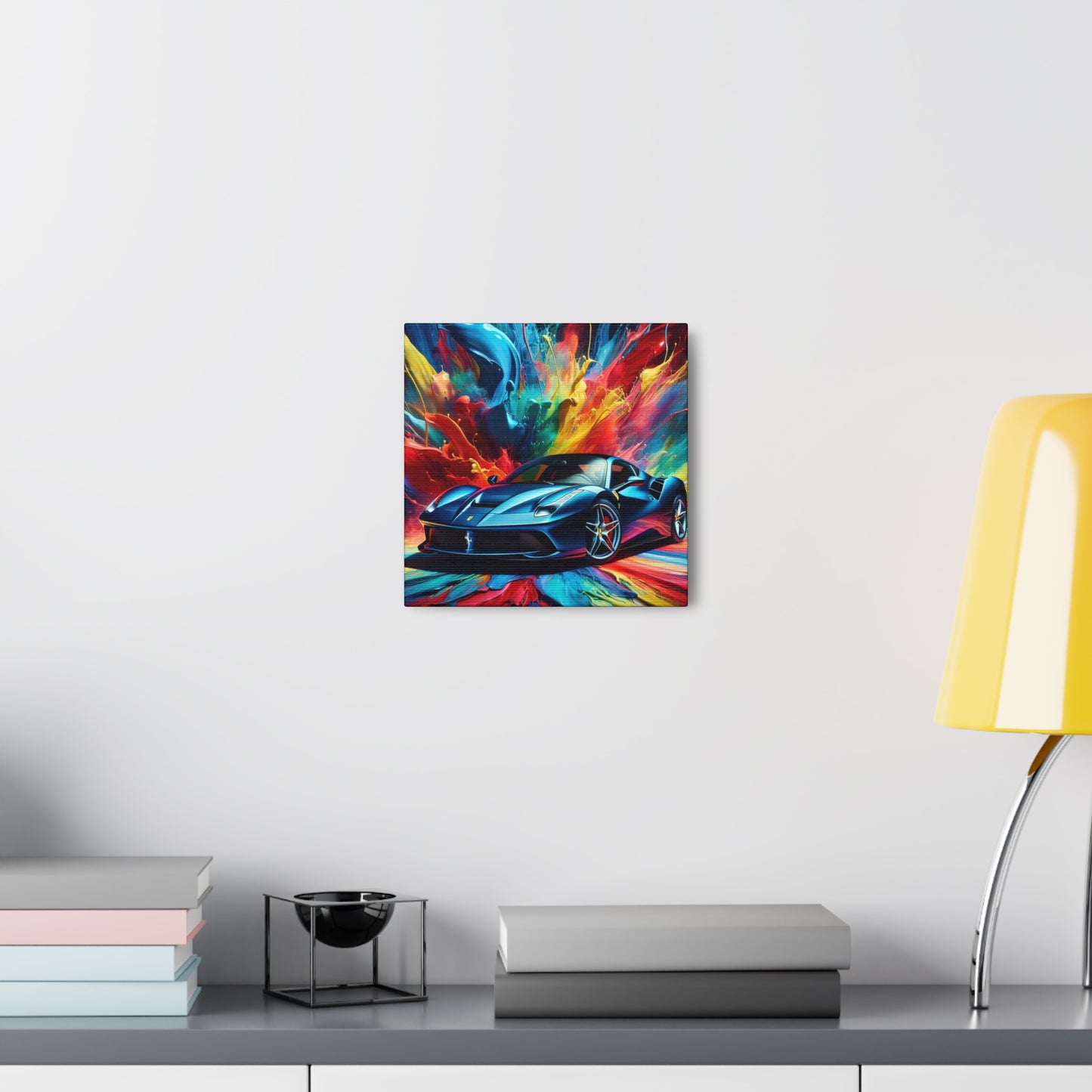 Ferrari Canva Painting - Luxurious Wall Art, Home Decor, Unique Gift for Car Enthusiasts and Sports Car Lovers, Handmade Artwork