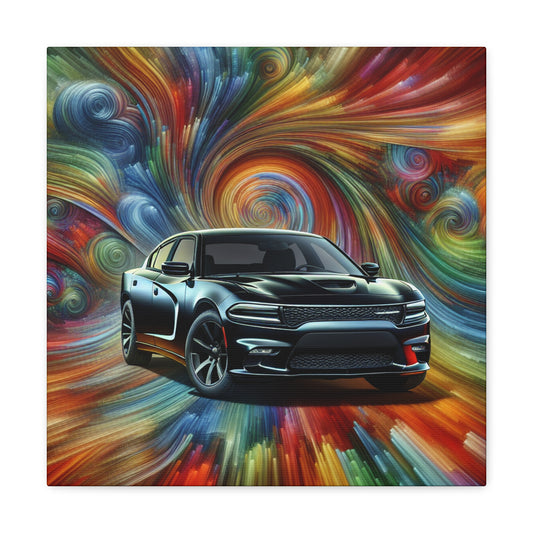 Dodge Charger Canva Painting - Classic Car Wall Art, Vintage Auto Decor, Muscle Car Room Decor, Perfect Gift for Gearheads and Car Lovers