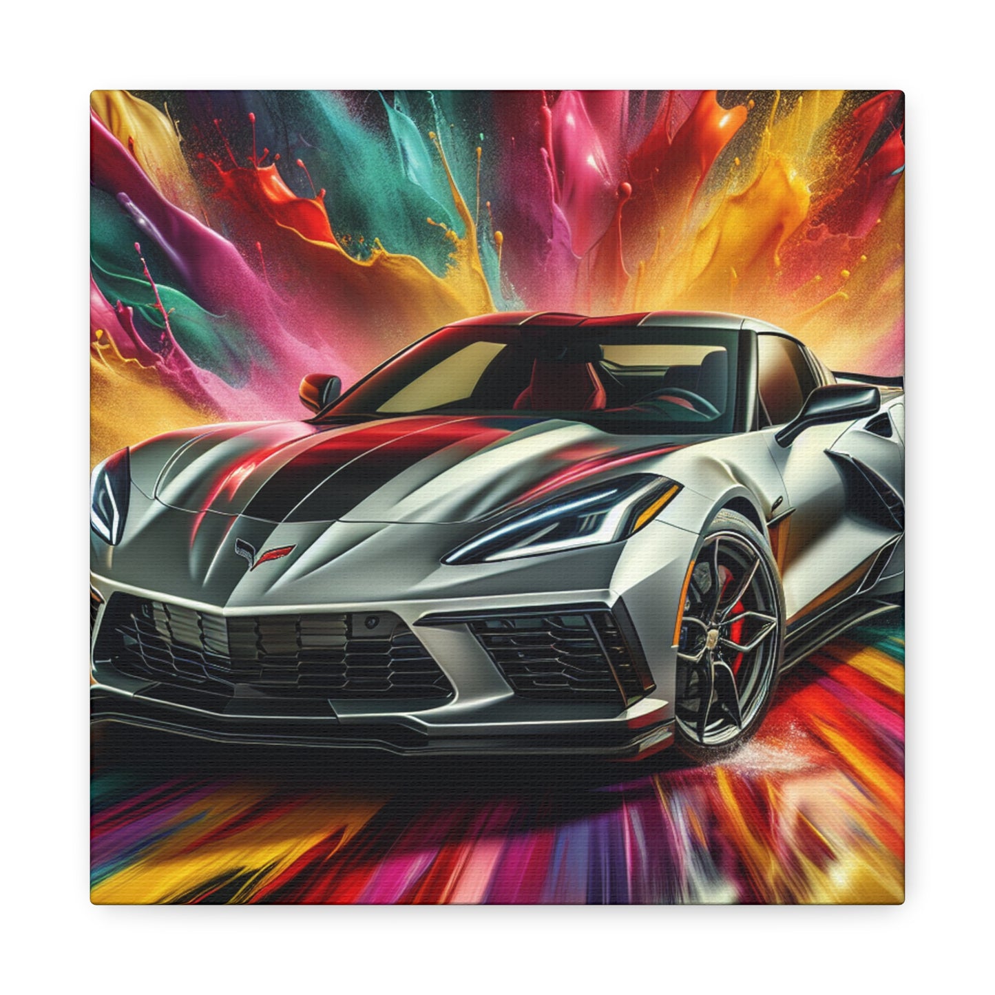 Chevrolet Corvette Canva Wall Art - Rustic Home Decor, Car Lover Gift, Unique Anniversary or Birthday Present, Auto Garage Decoration