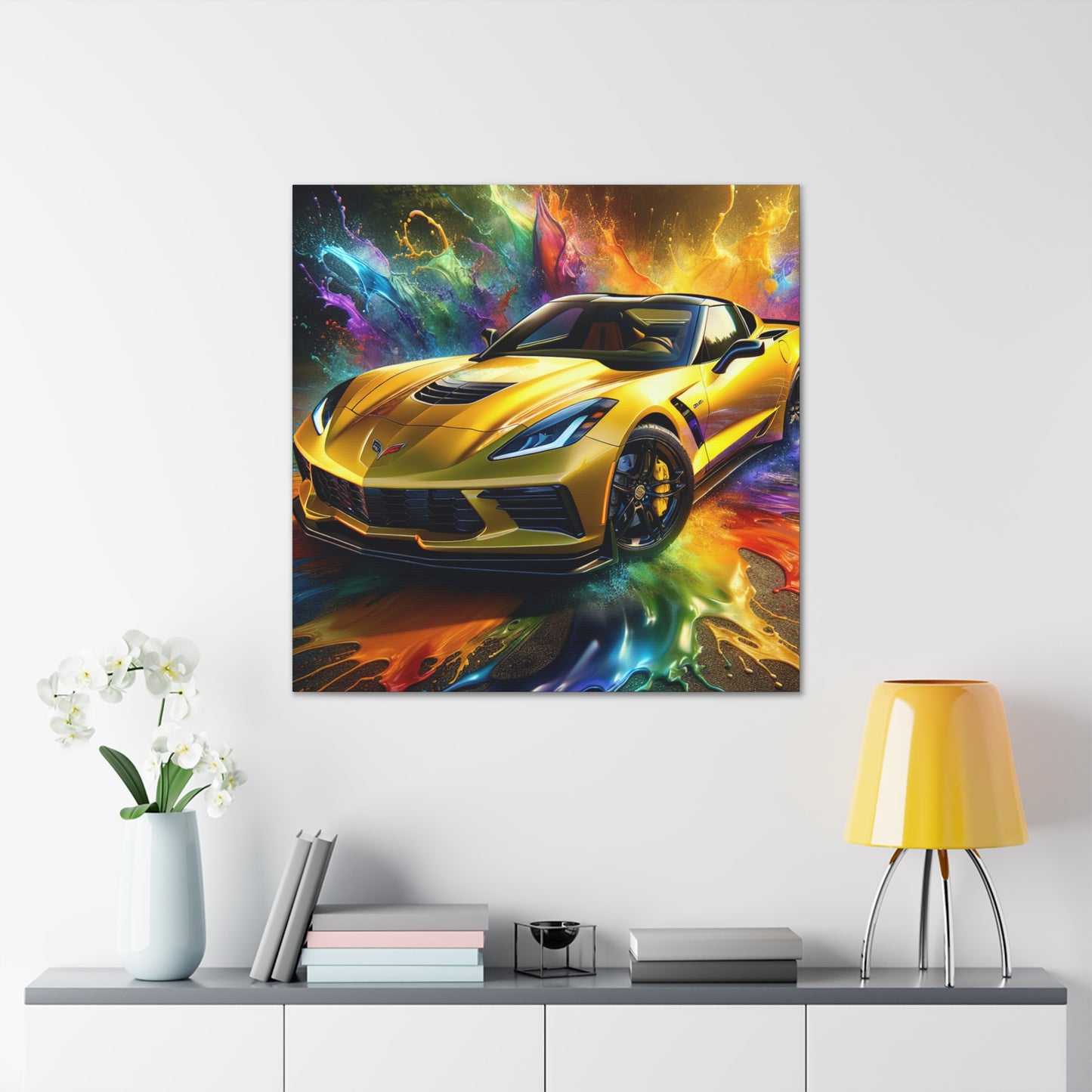 Chevrolet Corvette Wall Art Canva Painting - Perfect Gift for Car Lovers and Corvette Enthusiasts