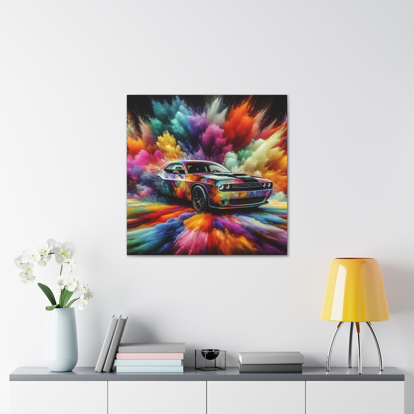 Dodge Challenger Wall Art, Car Enthusiast Gift, Automotive Canva Painting, Classic Muscle Car Decor, Man Cave Must-Have, Unique Artwork