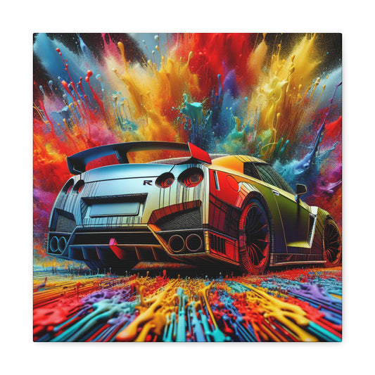 Nissan GT-R Canva Painting, Exquisite Wall Decor, Car Enthusiast Gift, Automotive Art, Racing Theme Room, Handmade GT-R Canva Print