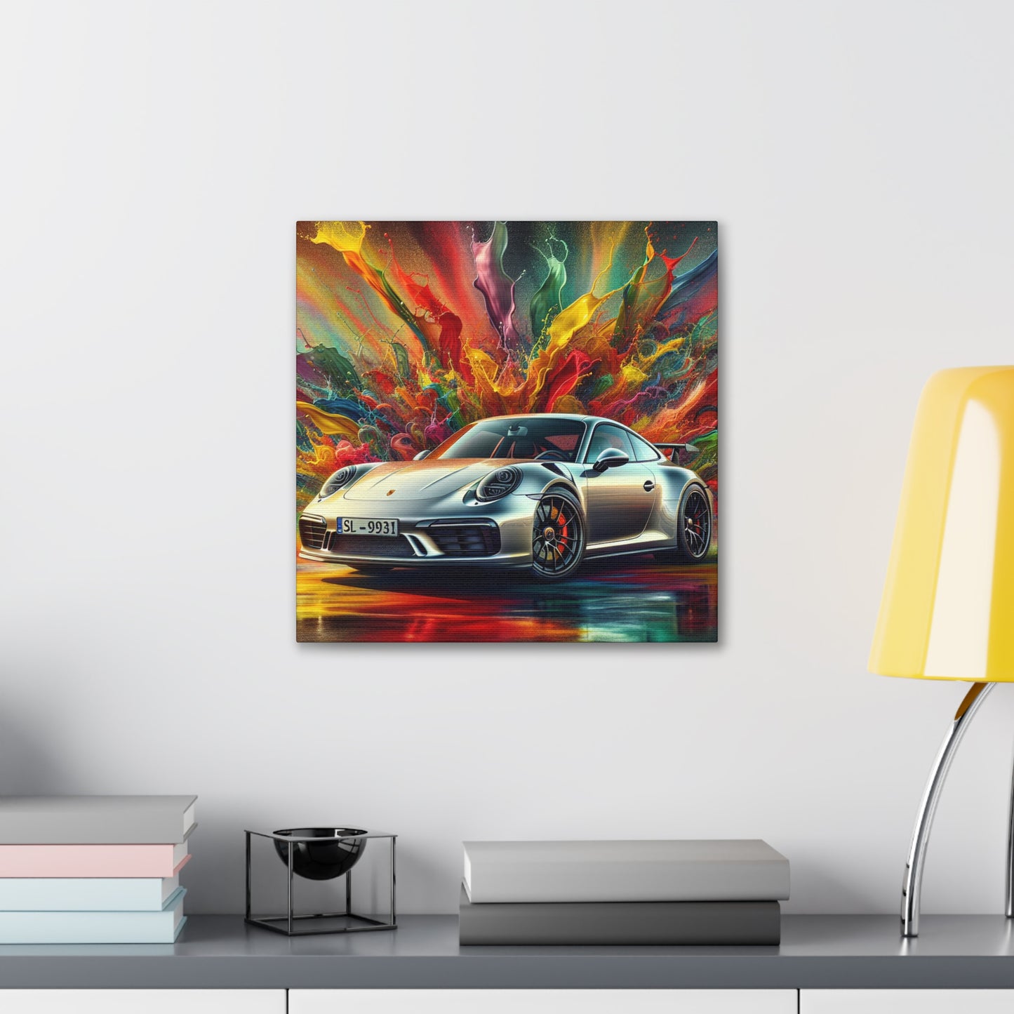 Porsche 911 Artwork, Exquisite Car Canva Painting, Perfect Gift for Luxury Car Enthusiasts and Art Lovers, Wall Decor