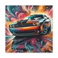 Vintage Dodge Challenger Wall Art, Handmade Car Canva Painting, Automotive Decor, Collector's Item, Must-Have for Car Enthusiasts, Home Decor