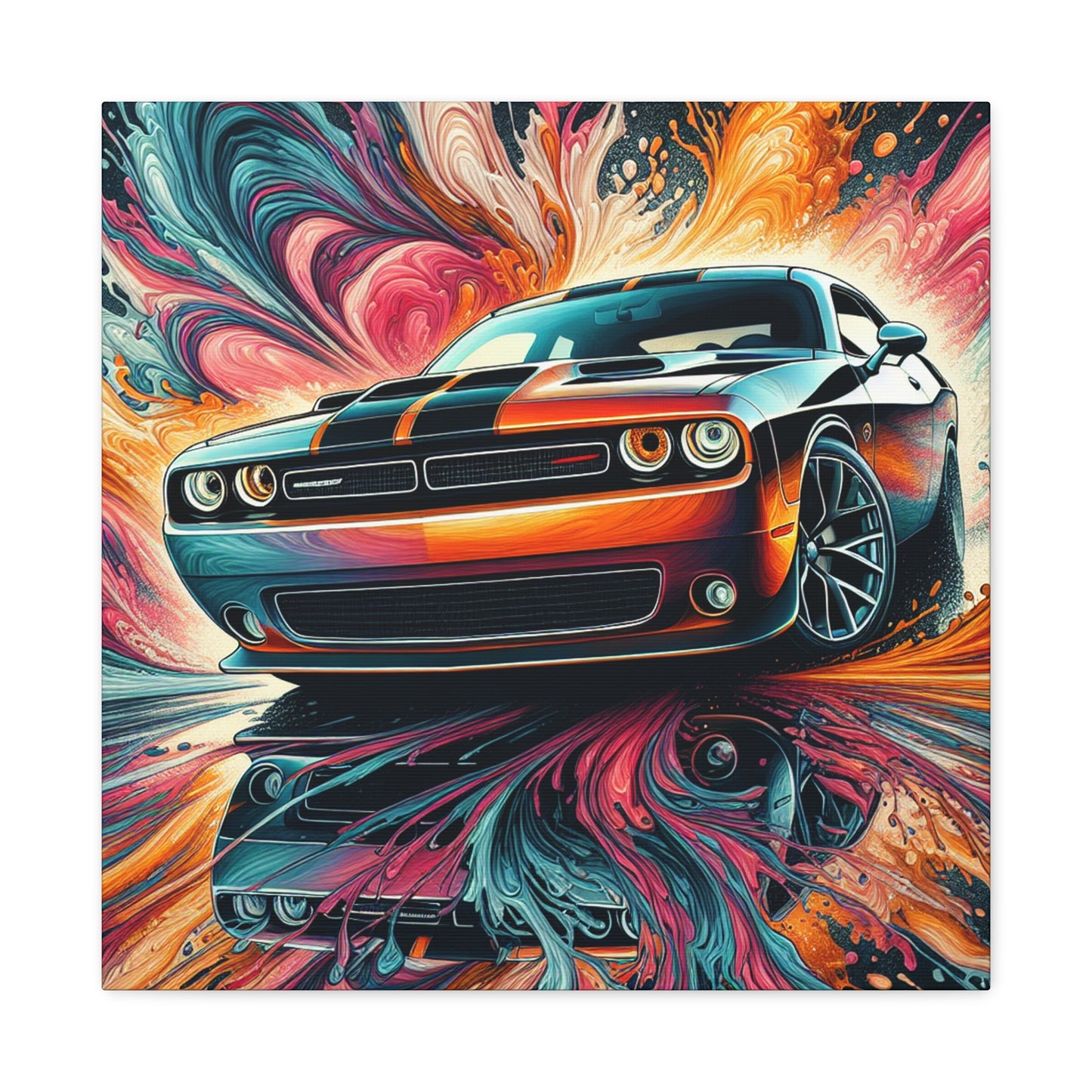 Vintage Dodge Challenger Wall Art, Handmade Car Canva Painting, Automotive Decor, Collector's Item, Must-Have for Car Enthusiasts, Home Decor