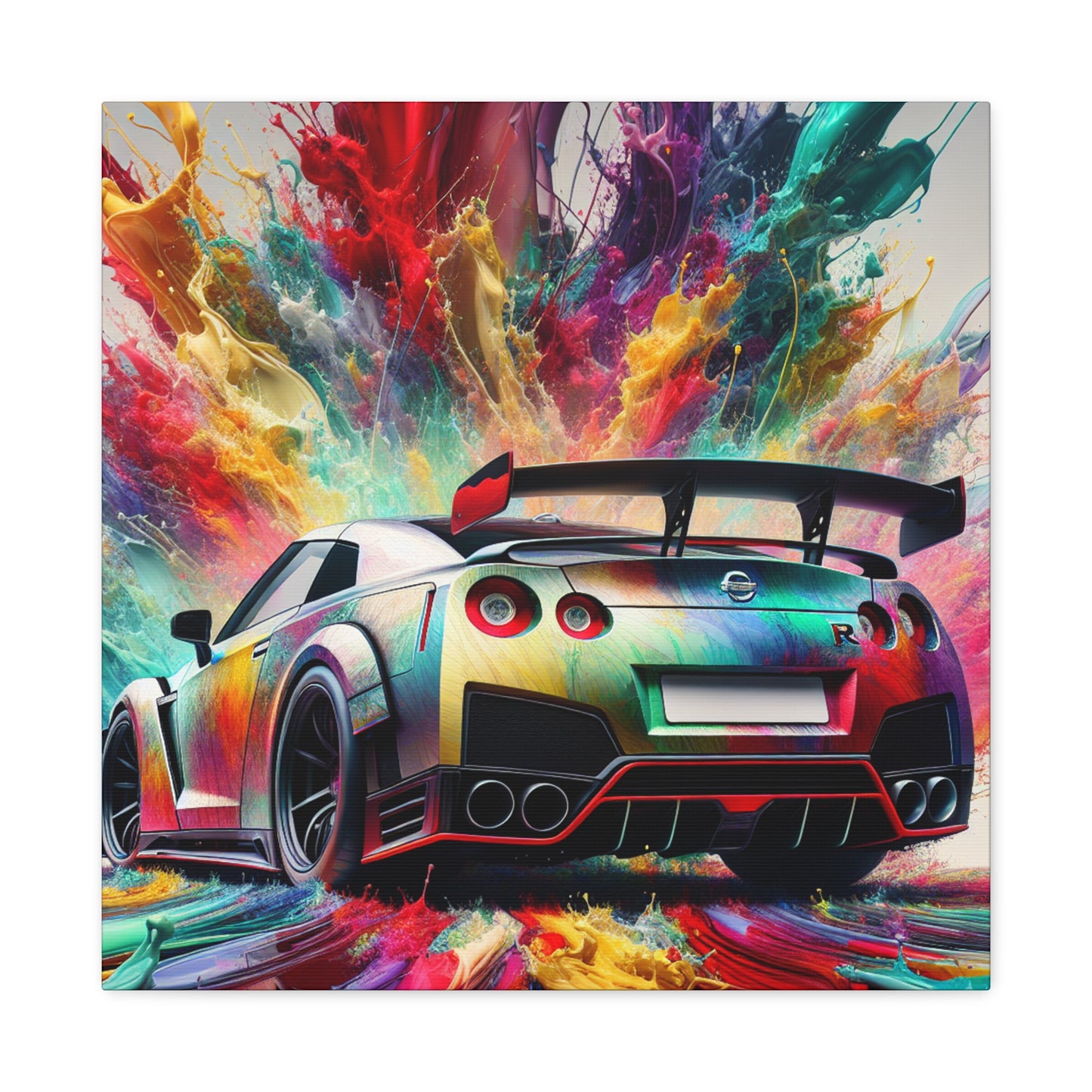 Nissan GT-R Handmade Canva Painting - Perfect for Car Lovers, Unique Wall Decor, Automotive Artwork, Contemporary Home Office Decor