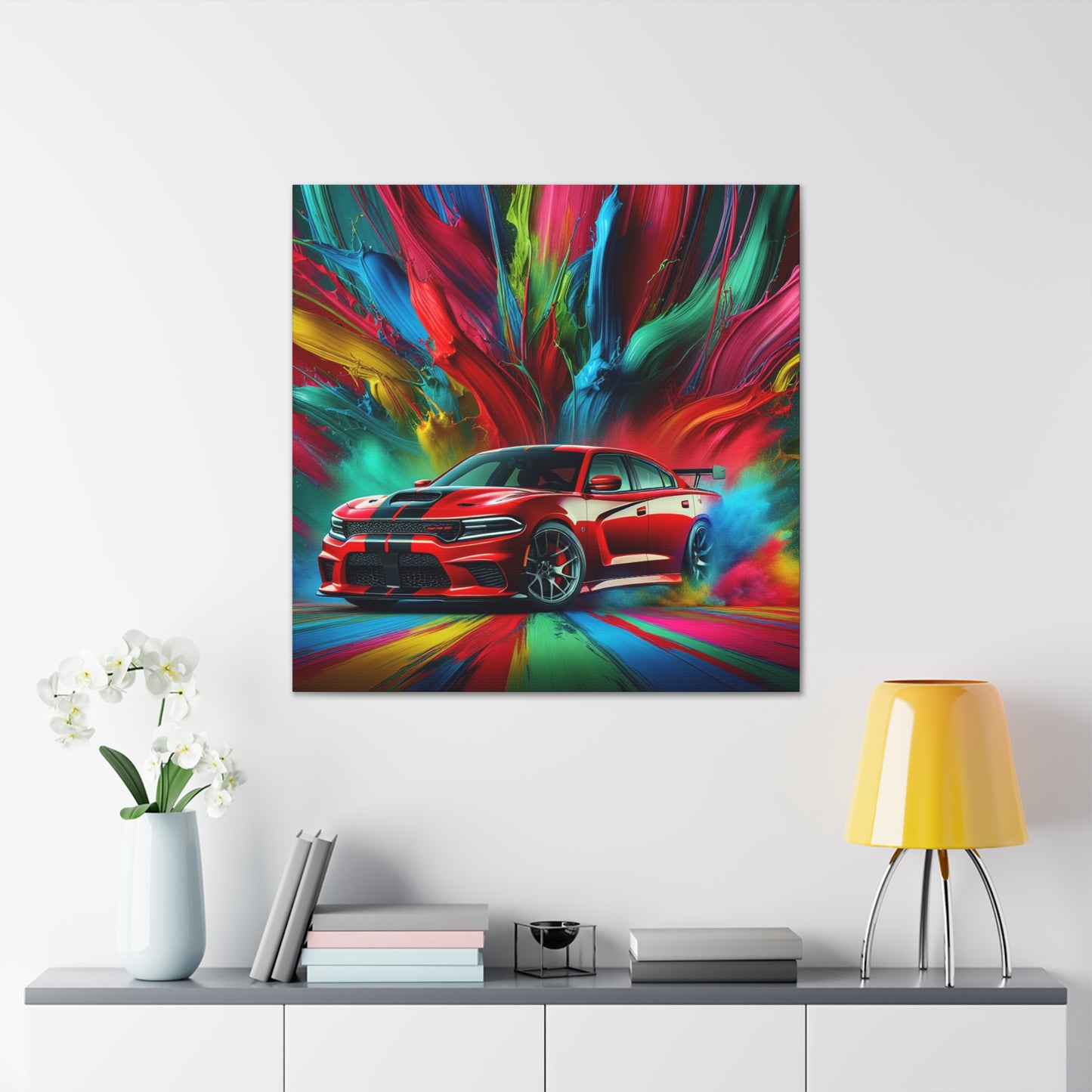 Dodge Charger Canva Painting - Large Wall Art, Home and Office Decor, Unique Car Artwork, Gift for Auto Enthusiasts, Car Lovers Present