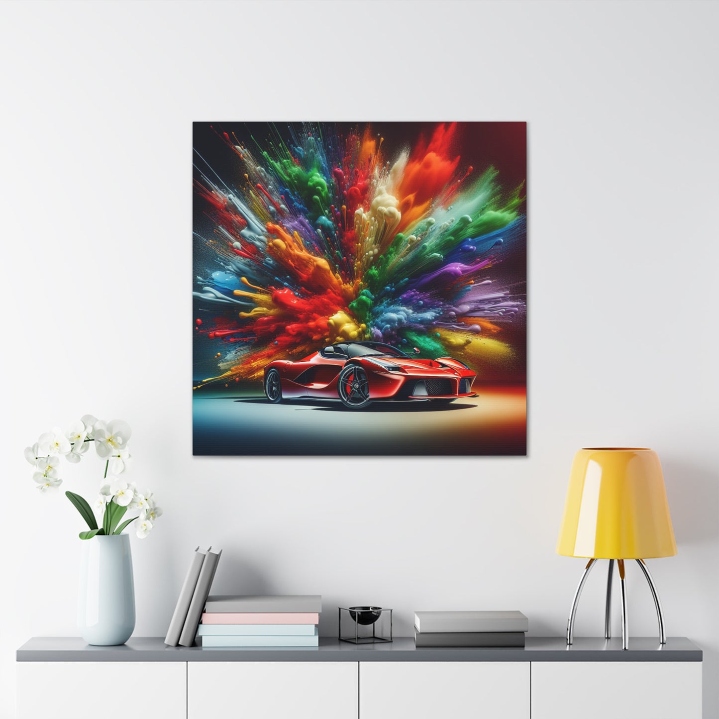 Ferrari Enthusiast Canva Art - Luxury Car Wall Decor - High-Quality Print, Hand-Painted Inspired for Living Room, Man Cave, Game Room