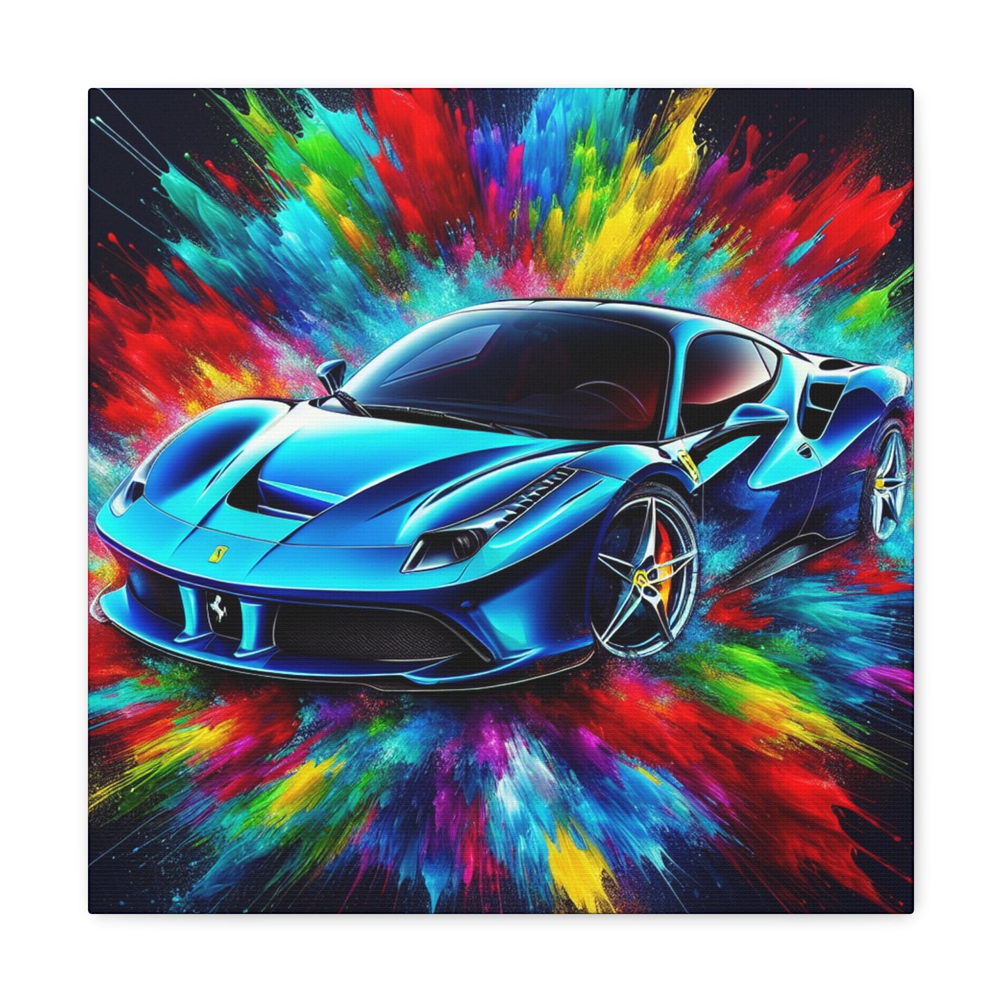 Ferrari Luxury Car Canva Painting, Handmade Sports Car Wall Art, Home Decor, Gift for Car Lovers, Men's Room, Garage Decor, Office Artwork