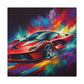 Ferrari Car Wall Canvas Painting - Hand-painted Luxury Sports Car Artwork for Home Decor, Unique Gift for Car Enthusiasts and Collectors