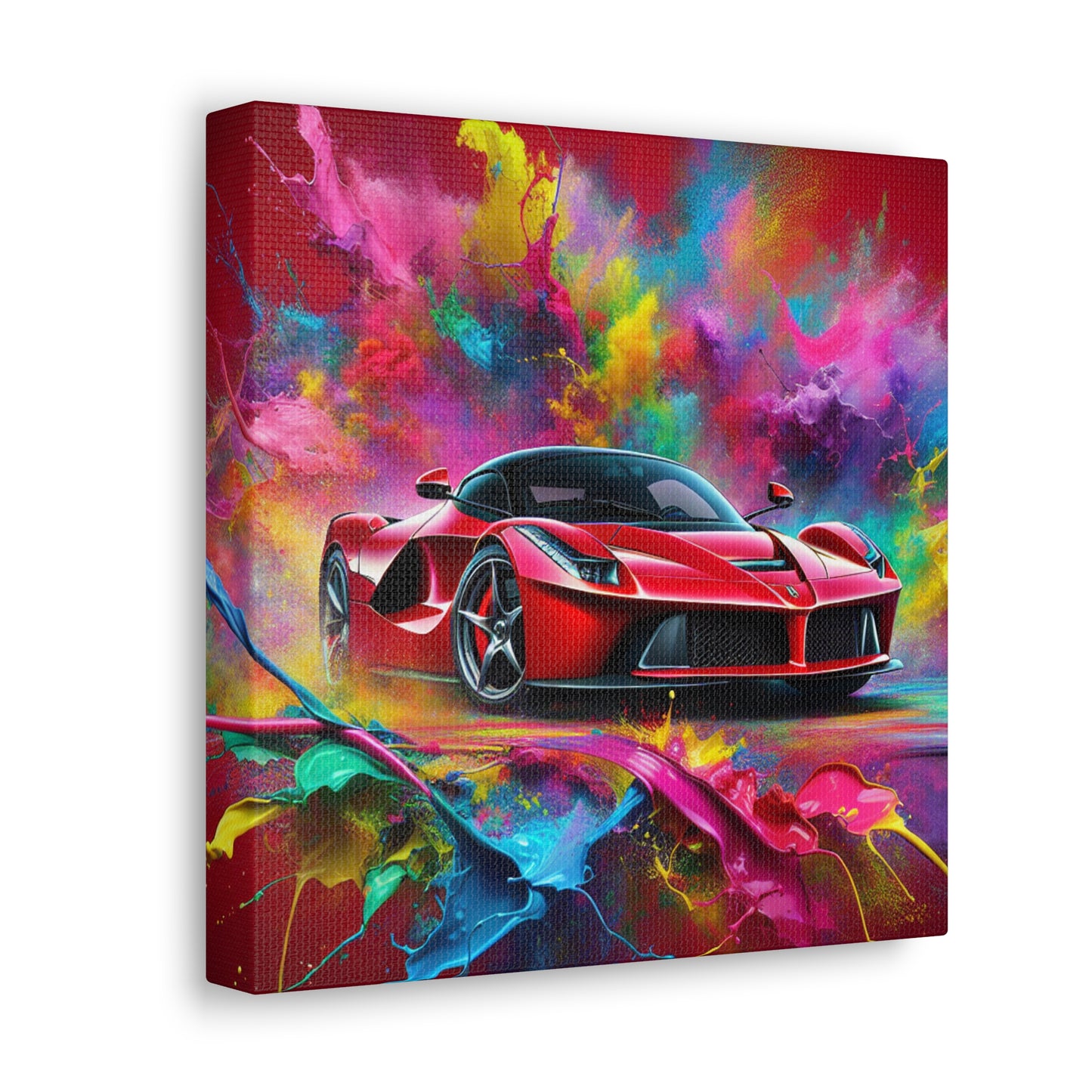 Premium Ferrari Artwork, Hand-Painted Canvas for Car Lovers, Wall Decor, High-End Luxury Car Canvas Painting, Perfect for Home or Office