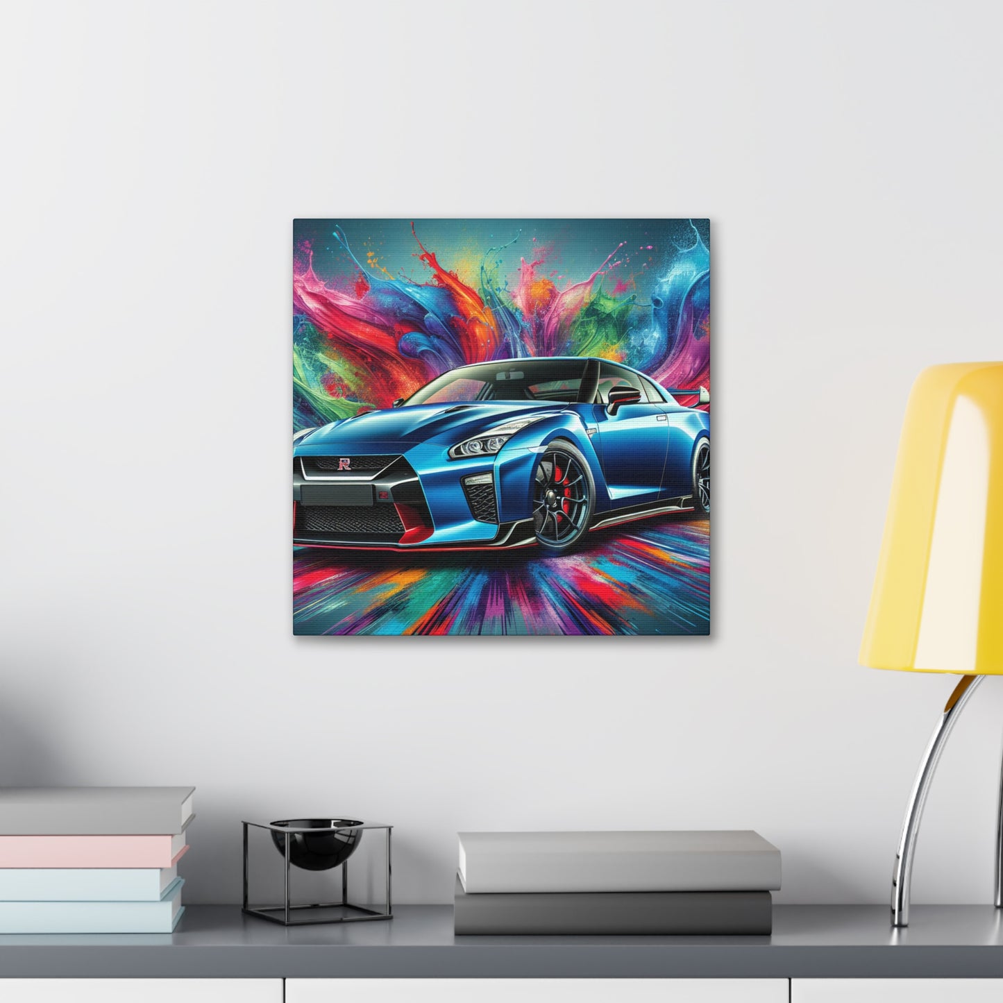 Nissan GT-R Car Wall Art Canva - Sports Car Lovers Decor, Hand Painted Modern Painting, Perfect Gift for Car Aficionados