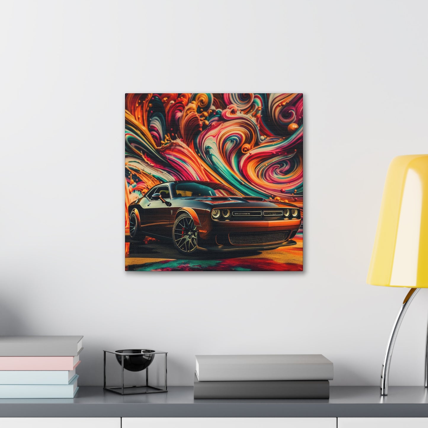 Dodge Challenger Wall Art, Classic Car Canva Painting, Garage Decor, Car Enthusiast Gift, Muscle Car Artwork, Contemporary Wall Decoration