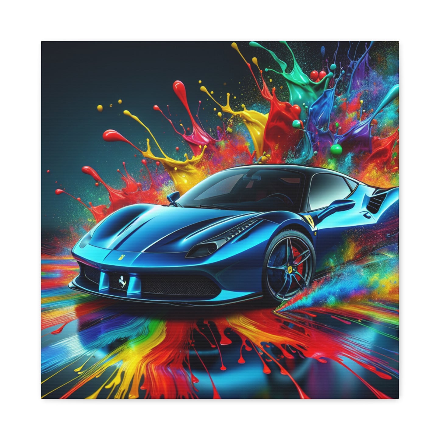 Ferrari Car Canva Painting, Luxury Sports Car Wall Decor, Unique Gift for Car Enthusiasts, High-quality Modern Home and Office Artwork