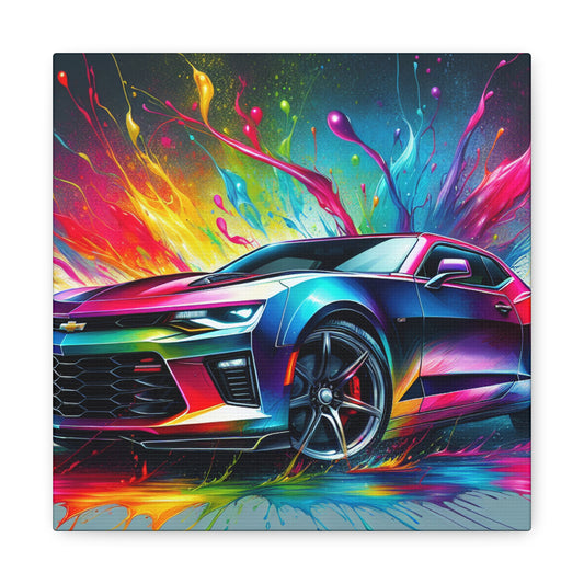 Chevrolet Camaro Wall Art - Muscle Car Canva Painting, Automotive Decor, Garage Artwork, Vintage Automobile Enthusiast Gift Idea