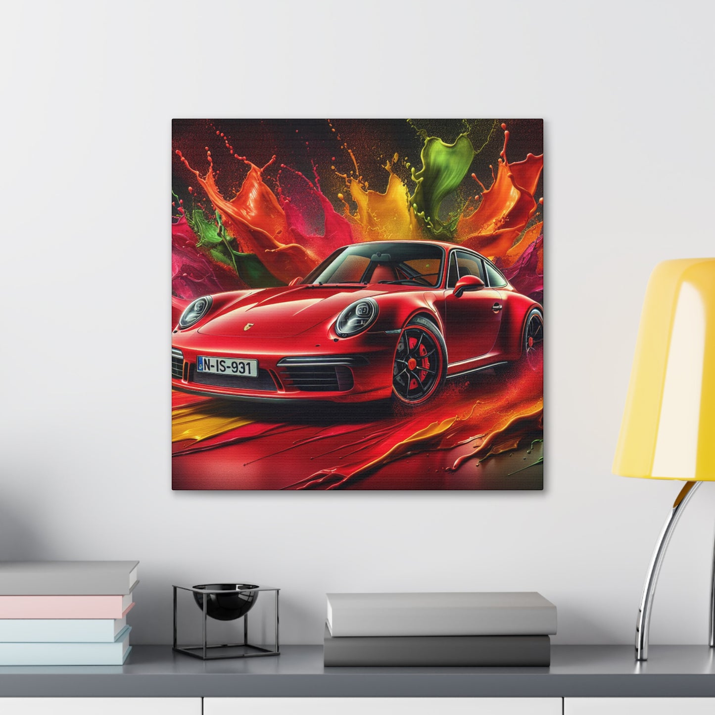 Porsche 911 Wall Art Canva Painting - Perfect for Living Room Decor, Car Enthusiasts, and Gift, Classic Sports Car Print