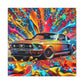 Vintage Ford Mustang Wall Art, Hand Painted Mustang Canvas Print, Classic Car Lover Gift, Home Office Decor, Man Cave Artwork, Collector Item
