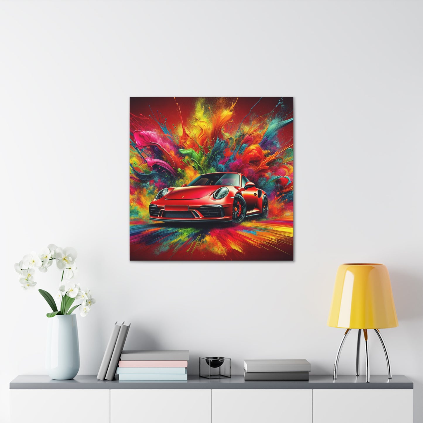 Porsche 911 Car Canva Painting, Hand Painted Wall Art, Luxury Sports Car Home Decor, Unique Gift for Car Enthusiasts and Porsche Lovers