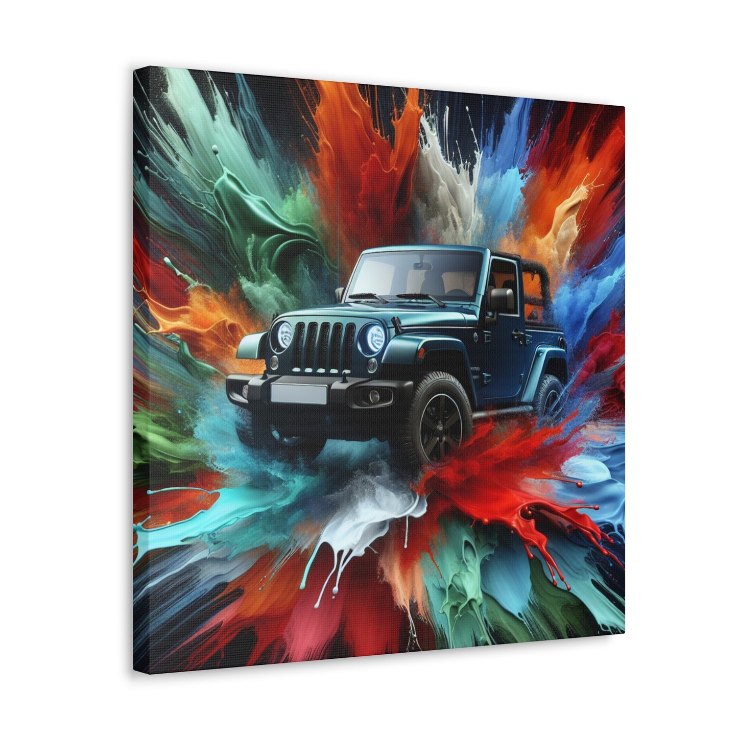 Jeep Wrangler Wall Art - Canva Painting, Car Artwork, Off-Road Vehicle Decor, Vintage Style Gift for Jeep Enthusiasts and Home Decoration