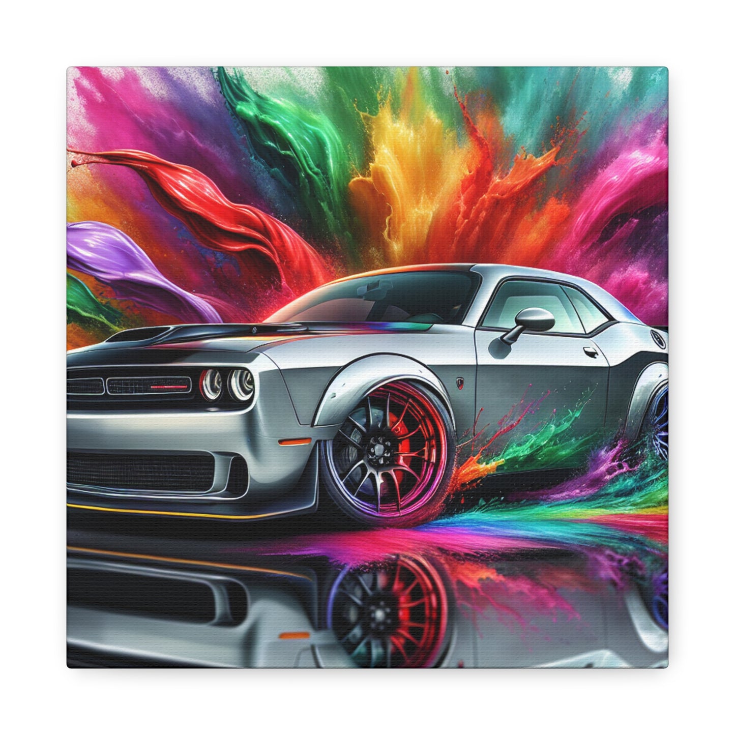 Dodge Challenger Canvas Painting, Classic Car Wall Art, Automotive Decor, Race Car Artwork, Man Cave Gift, For Car Lovers and Enthusiasts