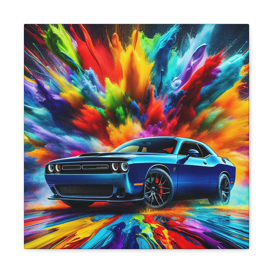 Dodge Challenger Artwork, Vintage Car Canva Painting, Wall Decor, Automotive Art, Classic Car Enthusiast Gift, Handmade Original Design