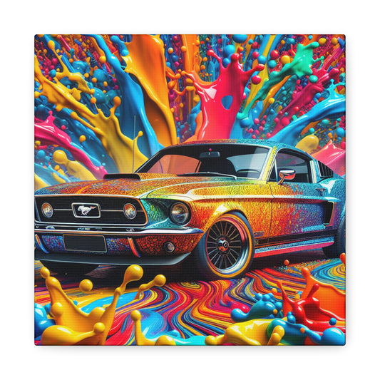 Vintage Ford Mustang Wall Art, Hand Painted Mustang Canvas Print, Classic Car Lover Gift, Home Office Decor, Man Cave Artwork, Collector Item