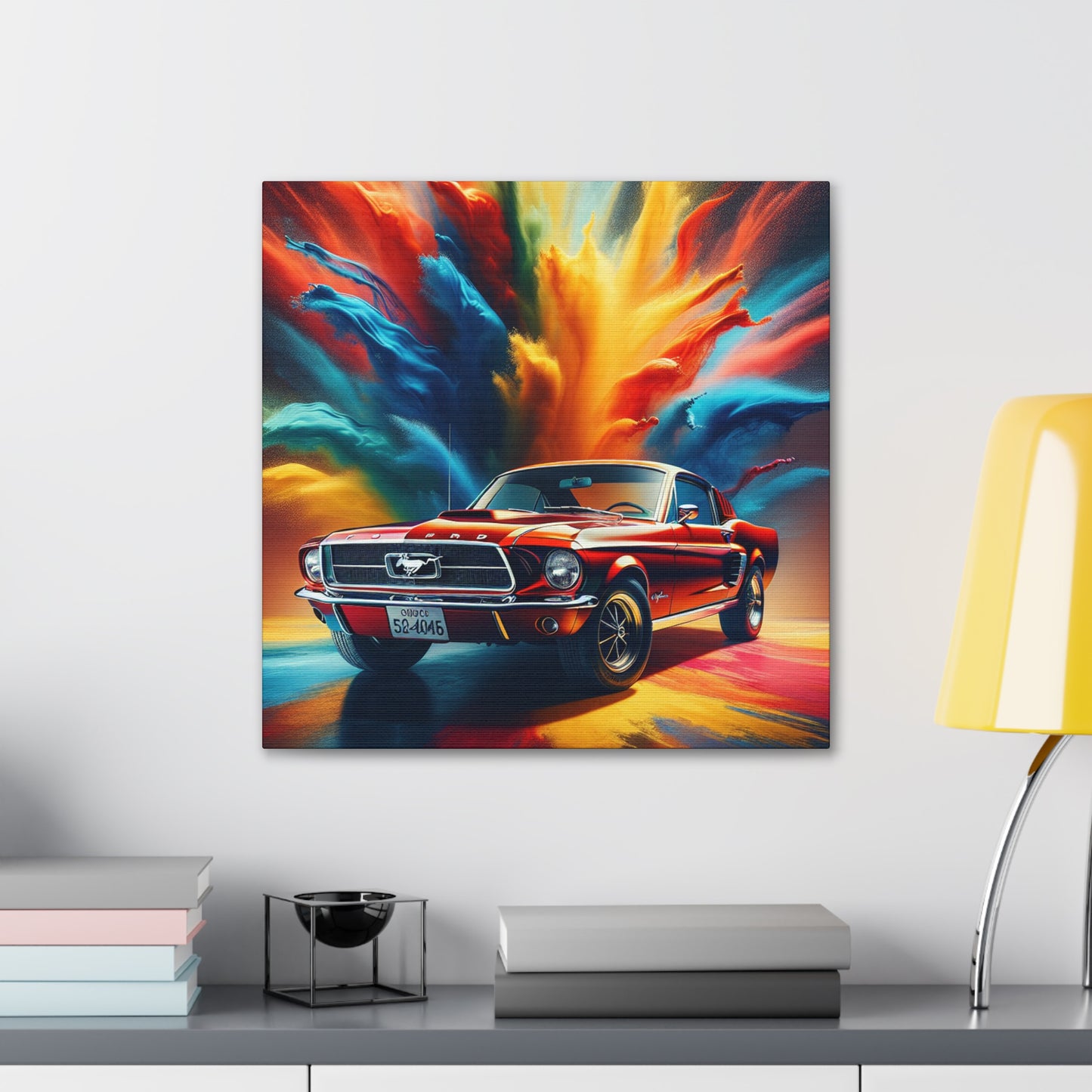 Ford Mustang Wall Decor Art - Classic Car Canva Painting - Modern Canvas Prints For Living Room, Bedroom, Man Cave, Car Enthusiasts