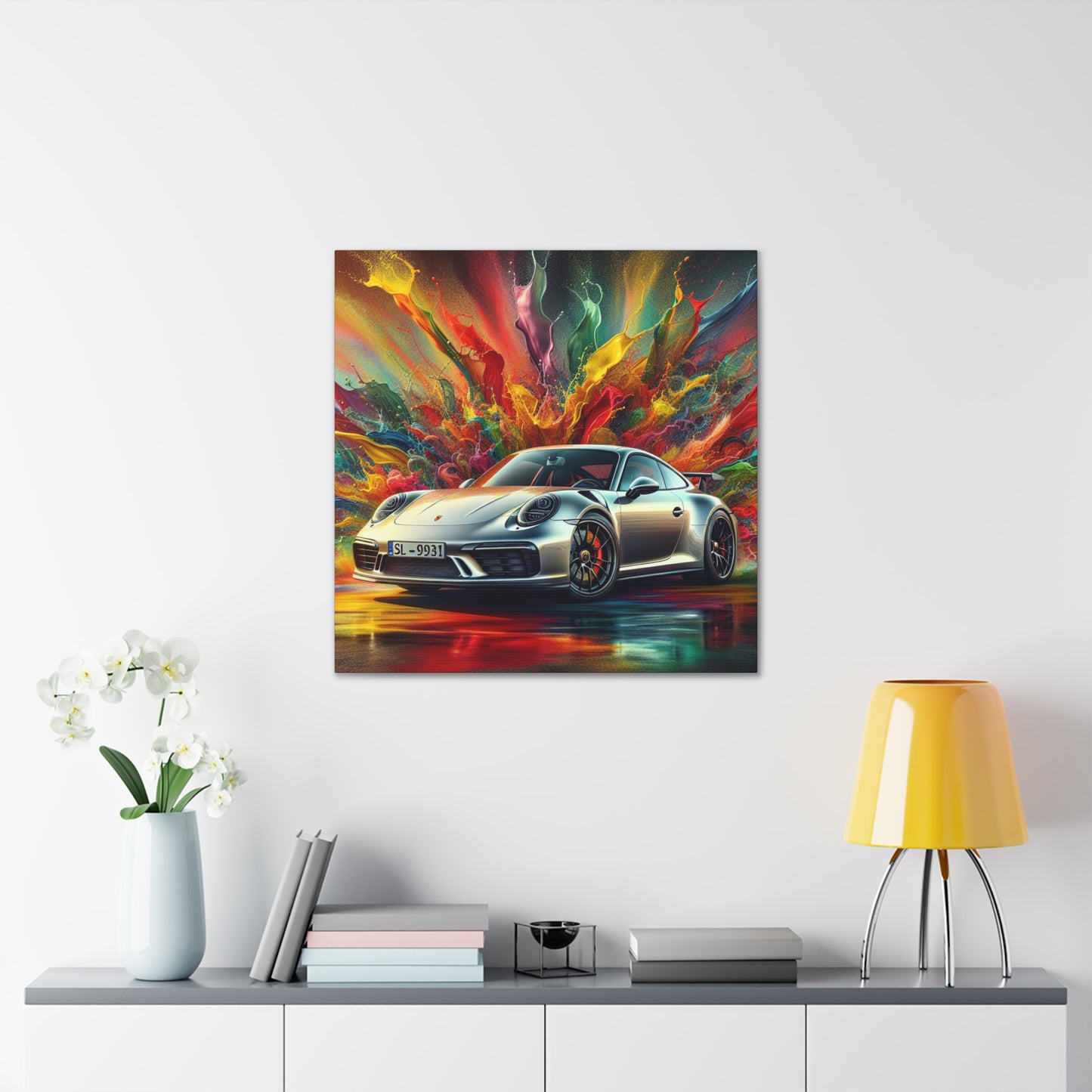 Porsche 911 Artwork, Exquisite Car Canva Painting, Perfect Gift for Luxury Car Enthusiasts and Art Lovers, Wall Decor