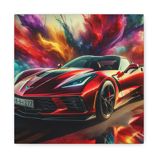 Chevrolet Corvette Wall Art, Vintage Auto Canva Painting, Car Lover Gift, Home Decor, Office Artwork, Unique Man Cave Decoration