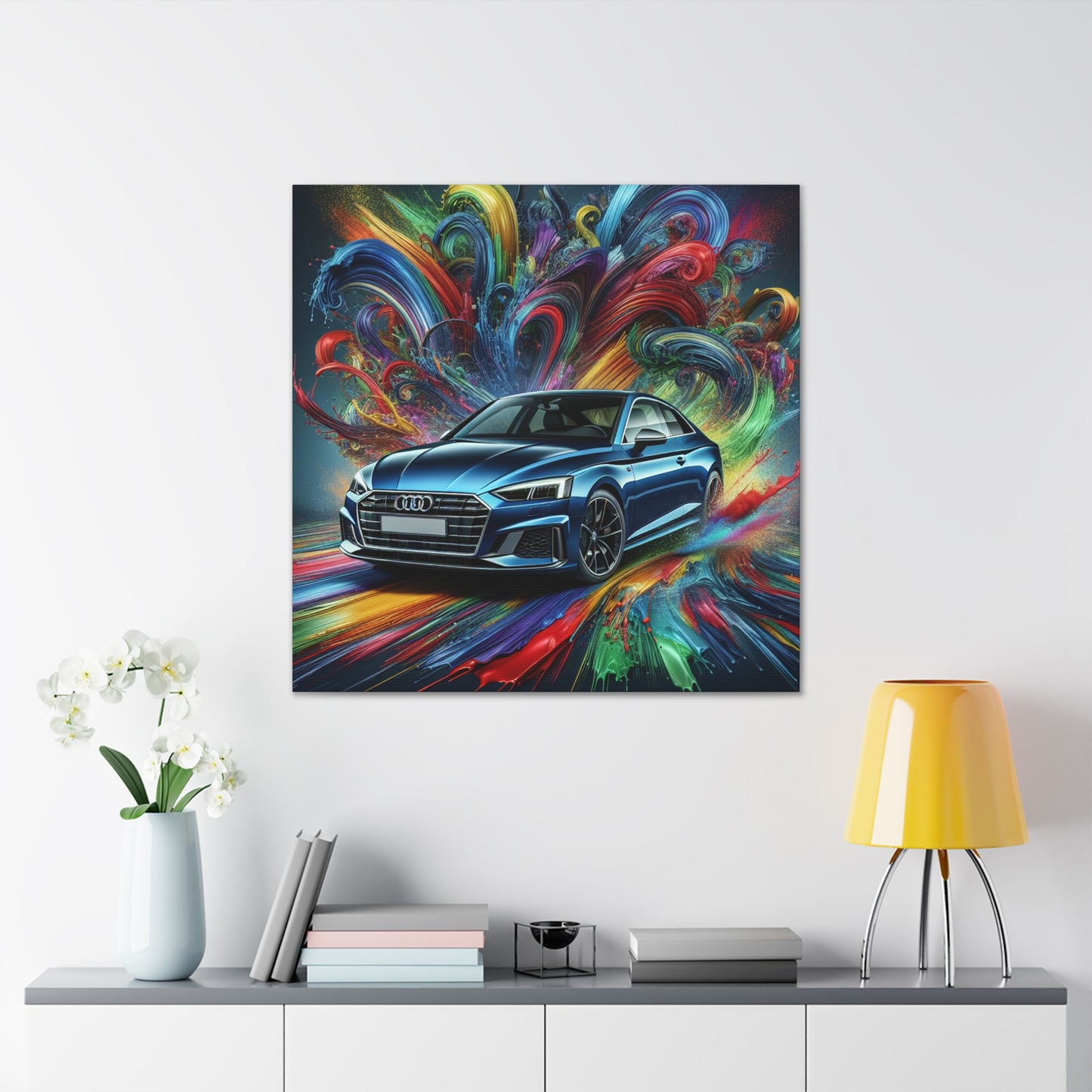 Audi A5 Canva Painting, Hand Painted Wall Art, Luxury Car Decor, Modern Home Office, Unique Gift for Car Lovers and Enthusiasts