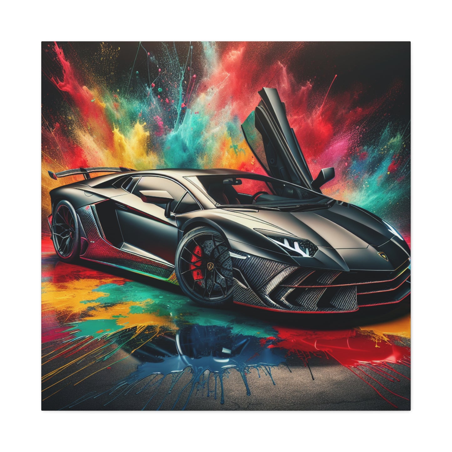 Lamborghini Aventador Canva Art - Luxury Car Wall Decor, Hand-Painted Sports Vehicle, Unique Quality Home Decor Gift, Exclusive Artwork
